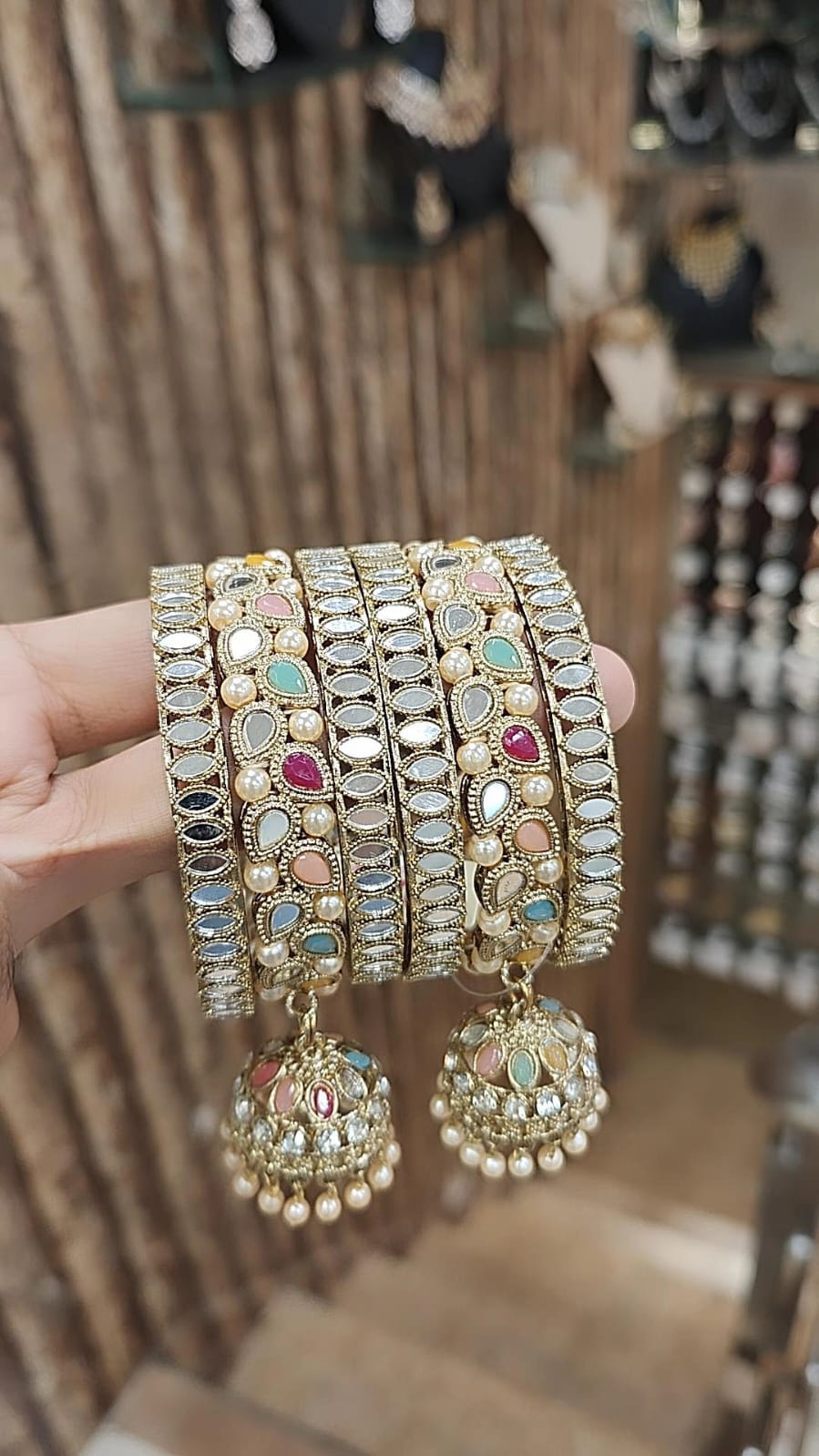 Designer Fancy Jhumar With Stone Bangles Set Wholesale Shop In Surat
